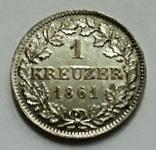 Бавария 1 крейцер 1861 год серебро, фото №3