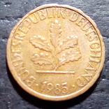 Германия 1 пфенниг 1985 год Метка монетного двора (D)  Мюнхен  (506), фото №3