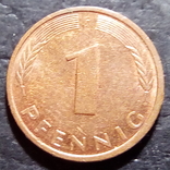 Германия 1 пфенниг 1996 год Метка монетного двора (F) Штутгарт  (502), фото №2