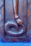 Африканское деревянное панно Слон со змеей. Ручная работа, фото №5