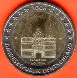 2 евро 2006 Германия Голштинские ворота в Любеке ( монетный двор Штутгарта), фото №2