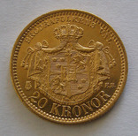 Золото 20 крон 1884 г. Швеция, фото №4