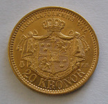 Золото 20 крон 1884 г. Швеция, фото №5