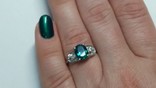 Кольцо серебряное 925 натуральный ААА зеленый топаз, цирконий., фото №7