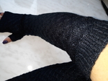 Темно-синие длинные перчатки митенки рукава, фото №9