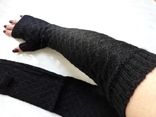 Черные длинные перчатки митенки рукава, фото №2