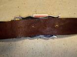 Кожаный пояс с пряжкой трезуб-спичечница, фото №4