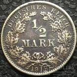 Германия 1/2 марки 1918 год серебро, фото №2