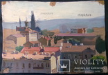 Вид Киева с крыши   нач. 1950-х, картон, масло., фото №3
