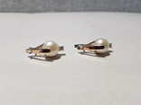 Комплект Серебряные серьги и кольцо с золотыми вставками, фото №4