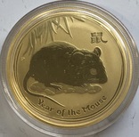 100 $ 2008 год Австралия лунар «Год Мышки» золото 31,1 грамм 999,9’, фото №2