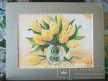 Желтые тюльпаны, букет для хорошего настроения, пастель, 22х32, фото №4