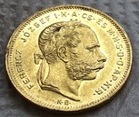 20 франков 8 форинтов 1874 год Австрия золото 6,45 грамм 900’, фото №3