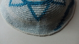 Вязаная  кипа бело голубого цвета, фото №5