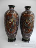 Старинные Японские парные вазы Клуазоне, фото №2