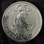 Великобритания 5 фунтов 2019 г. Звери Королевы- Йель Б (серебро 999 пробы , 2 унции ), фото №2