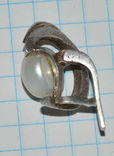 Серьга серебро жемчужина 925, фото №3