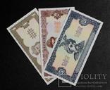 Набор банкнот Украины выпуска 1992 г.1+2+5 грн Ющенко ПРЕСС - Unc, фото №2
