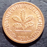 Германия 1 пфенниг 1986 год Метка монетного двора (F) Штутгарт  (522), фото №3