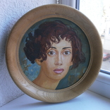Портрет девушки в круглой раме. ДВП, масло. худ Бабышева Любовь, 2005, фото №2