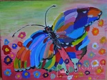Картина "Арт метелик", 40x30 см., акрилові фарби, серпень 2019 р., Аня Коломієць, 6 років, фото №2