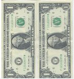 №4 Пара баксов с 1 пачки, состояние, 2013 год., One dollar USA, фото №2