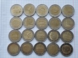 Евро разные,2€×20 шт,18шт.из них-юбилейные., фото №2