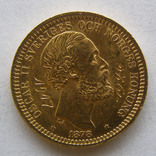 Золото 20 крон 1878 г. Швеция, фото №2