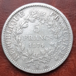 5 франков 1874 г. Франция, фото №2