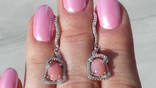 Серьги серебряные 925 натуральный розовый опал, цирконий., фото №7