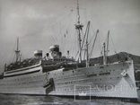 Фото. Крым, 1960 год, корабль адмирал Нахимов у берегов Ялты, фото №3