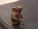 Крыса с хвостом Символ 2020 года бронза брелок коллекционная миниатюра, фото №5