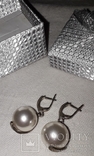 Серьги серебро жемчуг-майорка крупный, фото №4