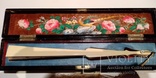 Старинный веер 18 век. Слоновая кость. Китай с росписью в оригинальной коробке, фото №2