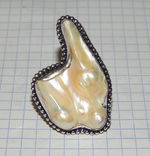 Барочный жемчуг кольцо с тройной жемчужиной, фото №2