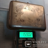 Серебряный портсигар с золочением 875, фото №10