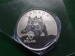 20  долларов 2014  Канада Рысь  серебро  999 (2.5.12)~, фото №2