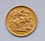 1/2 Sovereign gold, 1914, фото №2