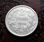 2 франка Бельгия 1904 состояние aUNC серебро, фото №5
