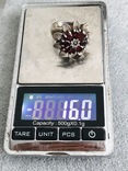 Кольцо с гранатами 18,5 размер (серебро 925 пр, вес 16 гр), фото №3