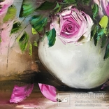 Картина «Розовое очарование» масло мастихин 50х60, фото №6