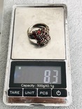 Серебряное кольцо с гранатами 18,5 размер (серебро 925 пр, вес 8,3 гр), фото №3