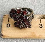 Серебряное кольцо с гранатами 18,5 размер (серебро 925 пр, вес 8,3 гр), фото №5