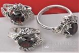 Набор кольцо перстень серьги серебро 925 проба 7,48 грамма 17,5 размер, фото №3