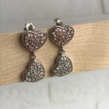 Серебряные серьги с камнями «Сердце», фото №3