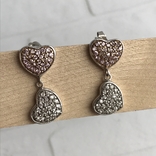 Серебряные серьги с камнями «Сердце», фото №2