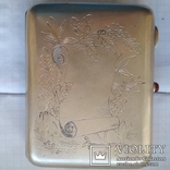 Серебряный портсигар с золочением 875, фото №3