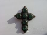 Крест козацкий с зелеными камнями, фото №3