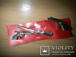 Запонки СССР запонка с зажимом для галстук ружье пистолет, фото №2