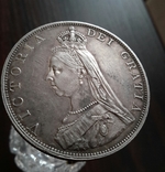 Великобритания двойной флорин 1887 Виктория. Серебро., фото №3